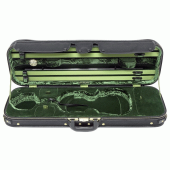 GEWA 4/4 Jaeger Prestige Oblong Violin Case - Carbon-Optic Black/Green
