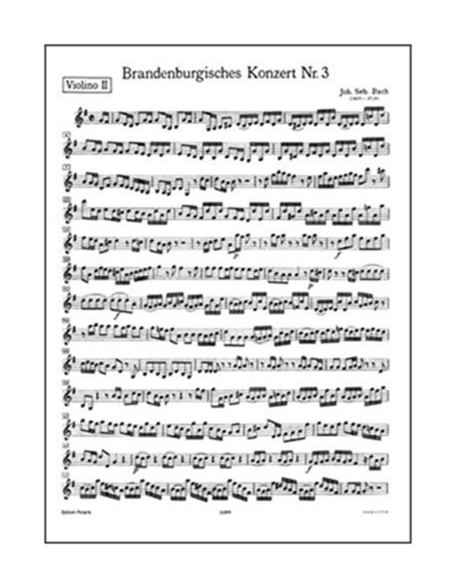 Bach Brandenburg Concerto No 3 Violin Edition Peters 2nd Movement Sheetmusic