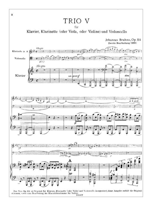 Brahms Clarinet Trio in A Minor Opus 114 Edition Peters EP3899e page2