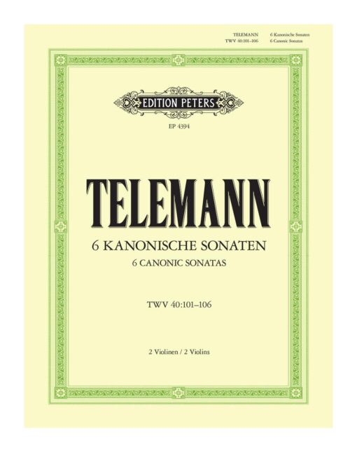 Telemann 6 Canonic Sonatas Two Violinas Edition Peters Cover