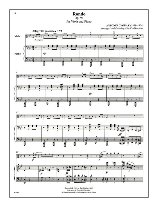 Dvorak Rondo Op 94 for Viola and Piano