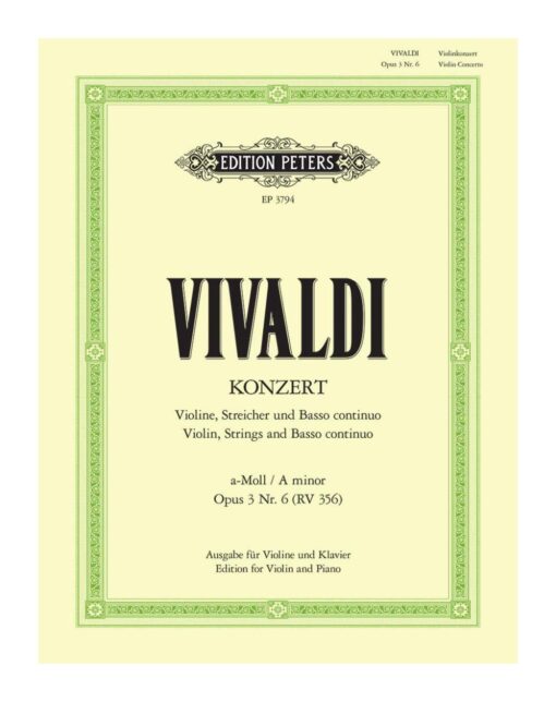 Antonio Vivaldi - Violin Concerto in A Minor Op. 3 No. 6 - Edition Peters EP 3794