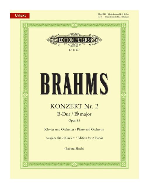 Brahms Piano Concerto 2 in B-flat Major Opus 83 Edition Peters 11407