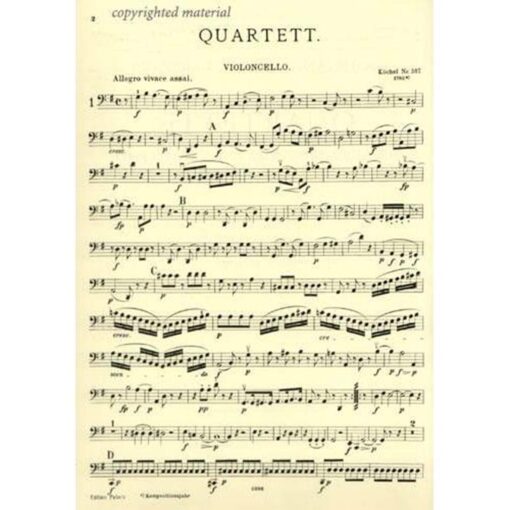Mozart String Quartets EP16 Edition Peters Cello